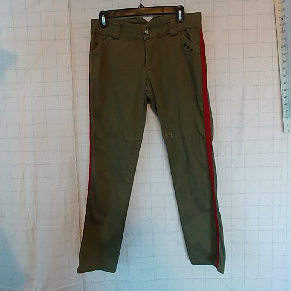 Olive Drape & Red Military StyleTrousers